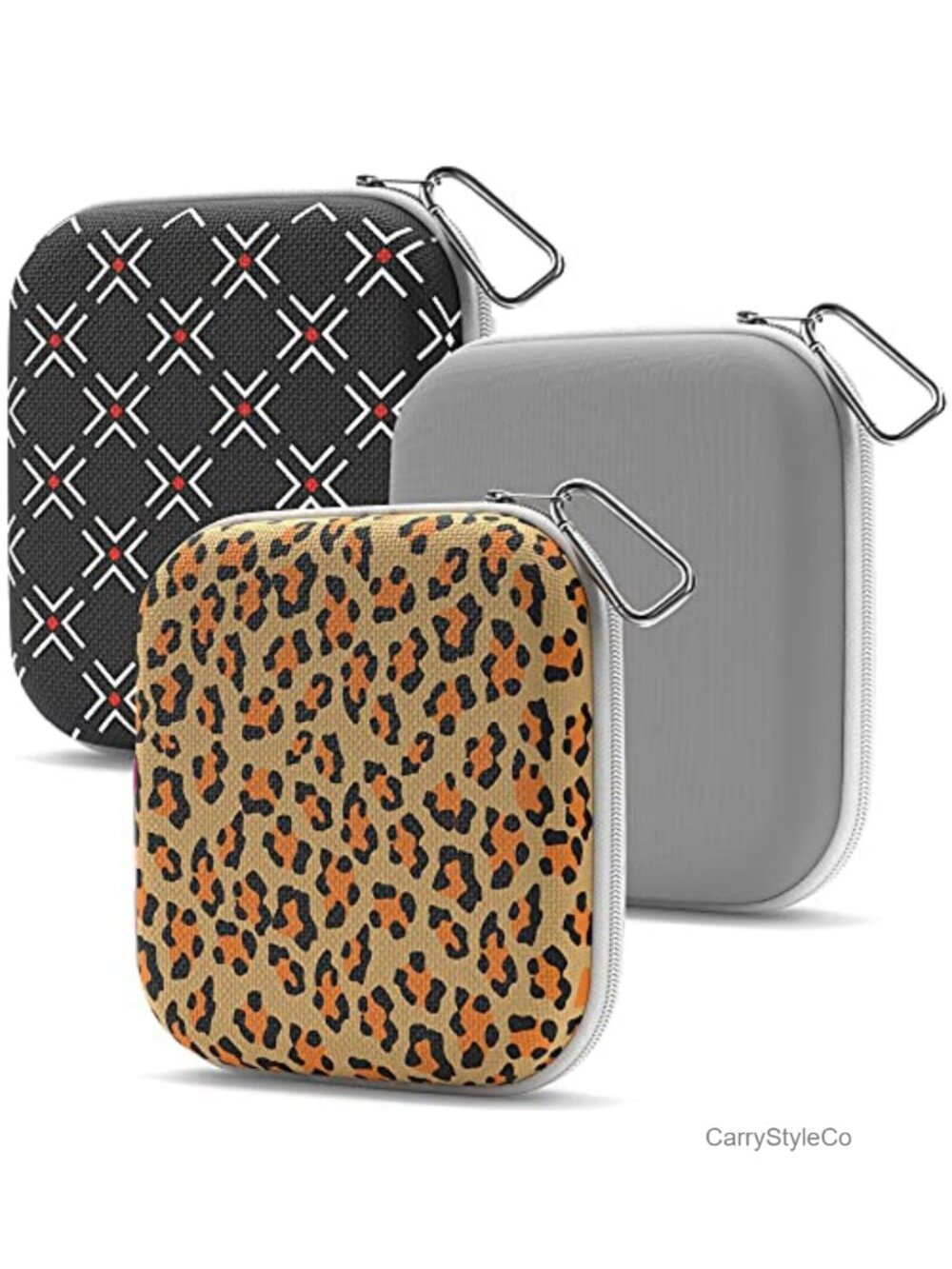 Multipurpose Neoprene Travel Pouch with Carabiner Keychain, 3 Pack Makeup Bags